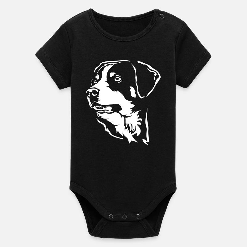 Tête de bouvier d’Appenzell « Black Edition » - Body bébé manches courtes bio Stanley/Stella - noir