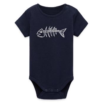 Bornholm Fisch - Fischgräte - Organic Kurzarm-Babybody von Stanley/Stella - Navy - Vorne