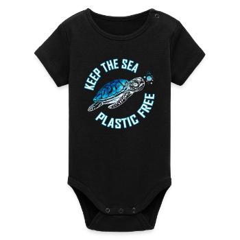 Meeresschildkröte Schildkröte Batik Plastic Free - Organic Kurzarm-Babybody von Stanley/Stella - Schwarz - Vorne