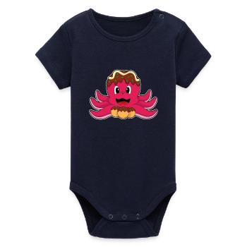 Octopus Pastry - Organic Short Sleeve Baby Bodysuit by Stanley/Stella - navy - Front