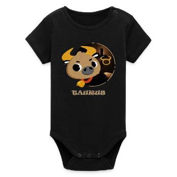 Zodiac sign Taurus - Organic Short Sleeve Baby Bodysuit by Stanley/Stella - black - Front