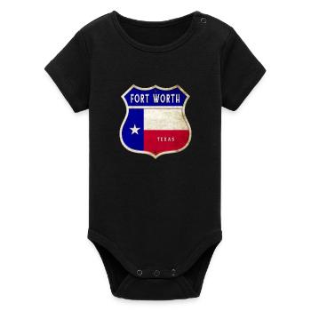Design du drapeau texan de Fort Worth - Body bébé manches courtes bio Stanley/Stella - noir - Devant