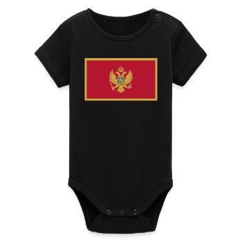 Montenegro Flag - Organic Short Sleeve Baby Bodysuit by Stanley/Stella - black - Front