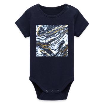 Marmor trifft auf Gold Marmorgold Textur - Organic Kurzarm-Babybody von Stanley/Stella - Navy - Vorne