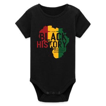 Afrika Farben Black History - Organic Kurzarm-Babybody von Stanley/Stella - Schwarz - Vorne
