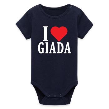 t-shirt I love Giada t-shirt gift idea - Organic Short Sleeve Baby Bodysuit by Stanley/Stella - navy - Front