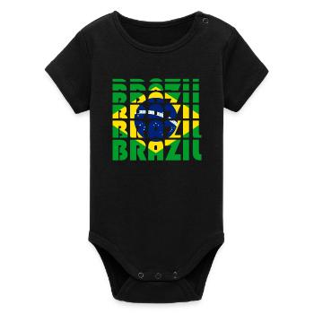 Mosaïque de fautes de frappe du drapeau brésilien - Body bébé manches courtes bio Stanley/Stella - noir - Devant