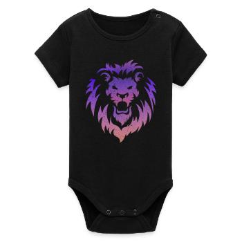 Lion Head Tribal - Organic Short Sleeve Baby Bodysuit by Stanley/Stella - black - Front