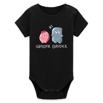 Grosser Bruder - Organic Kurzarm-Babybody von Stanley/Stella - Schwarz - Vorne