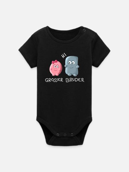 Grosser Bruder - Organic Kurzarm-Babybody von Stanley/Stella - Schwarz