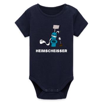 Heimscheisser WC Klo - Organic Kurzarm-Babybody von Stanley/Stella - Navy - Vorne
