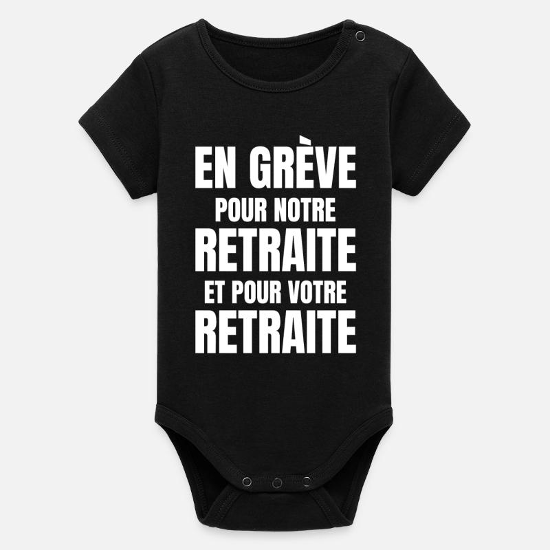 retraite, réforme des retraites - Body bébé manches courtes bio Stanley/Stella - noir