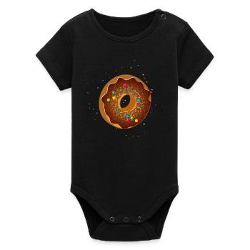 Beau beignet au chocolat avec des paillettes colorées - Body bébé manches courtes bio Stanley/Stella - noir - Devant