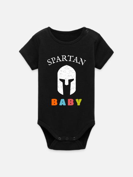 Bébé guerrier spartiate - Body bébé manches courtes bio Stanley/Stella - noir