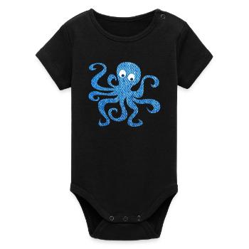 Octopus Octopus Jeans Pattern Children Sea Ocean - Organic Short Sleeve Baby Bodysuit by Stanley/Stella - black - Front