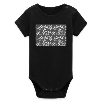 Triangles de motifs déco gris-blanc - Body bébé manches courtes bio Stanley/Stella - noir - Devant