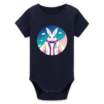Hase, Kaninchen, Osterhase - Organic Kurzarm-Babybody von Stanley/Stella - Navy - Vorne