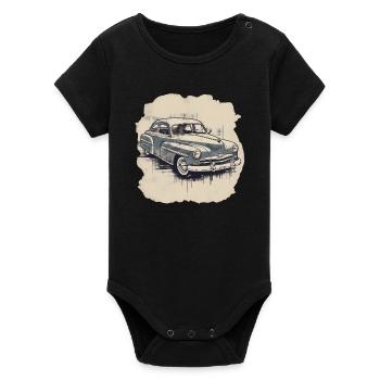 Vintage car - Organic Short Sleeve Baby Bodysuit by Stanley/Stella - black - Front