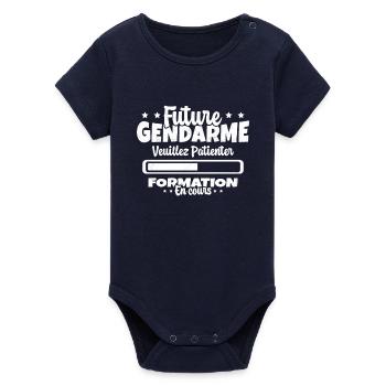 Future Gendarme Formation en Cours Humour - Body bébé manches courtes bio Stanley/Stella - marine - Devant