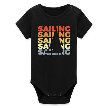 Vintage Sailing - Organic Short Sleeve Baby Bodysuit by Stanley/Stella - black - Front