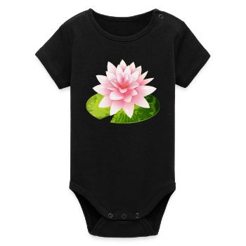 nénuphar brillant avec pétale de nénuphar vert - Body bébé manches courtes bio Stanley/Stella - noir - Devant