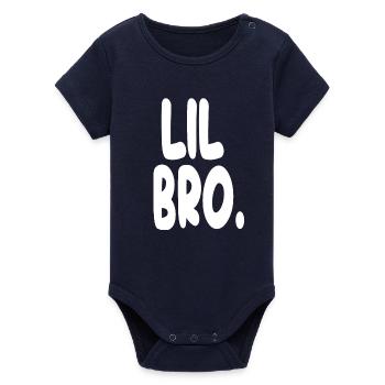 Lil Bro Statement Tee - Organic Short Sleeve Baby Bodysuit by Stanley/Stella - navy - Front