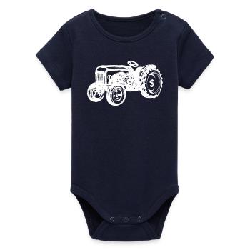 Agricultural Machinery Vehicle Farm Tractor Country Air - Organic Short Sleeve Baby Bodysuit by Stanley/Stella - navy - Front