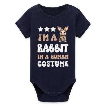 Rabbit Rabbit - Organic Short Sleeve Baby Bodysuit by Stanley/Stella - navy - Front