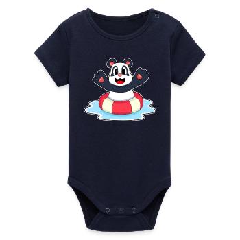 Panda Swim Ring Été - Body bébé manches courtes bio Stanley/Stella - marine - Devant