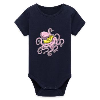Krake Schal - Organic Kurzarm-Babybody von Stanley/Stella - Navy - Vorne