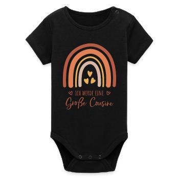 Ich werde eine große Cousine / Boho Regenbogen - Organic Kurzarm-Babybody von Stanley/Stella - Schwarz - Vorne