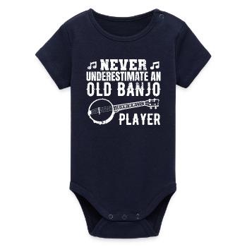 Banjo Grandfather - Organic Short Sleeve Baby Bodysuit by Stanley/Stella - navy - Front