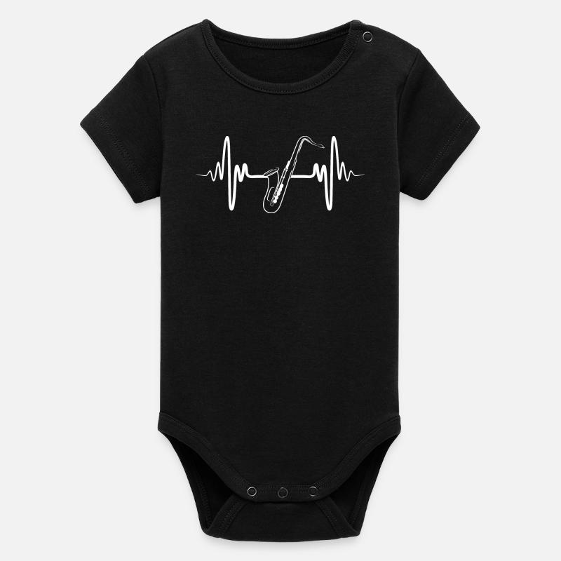 Saxophone Heartbeat ECG - Body bébé manches courtes bio Stanley/Stella - noir