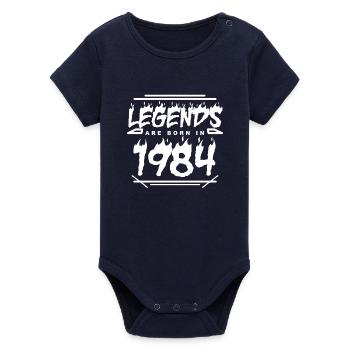 1984 - Born 1984 - Built in 1984 - Organic Short Sleeve Baby Bodysuit by Stanley/Stella - navy - Front