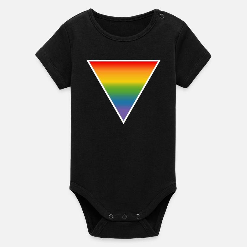 Triangle arc-en-ciel LGBTQIA blanc - Body bébé manches courtes bio Stanley/Stella - noir