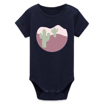 Desert with cacti - Organic Short Sleeve Baby Bodysuit by Stanley/Stella - navy - Front