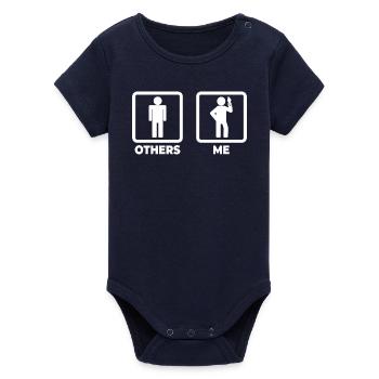 Eiscreme Liebhaber Strichmännchen - Organic Kurzarm-Babybody von Stanley/Stella - Navy - Vorne