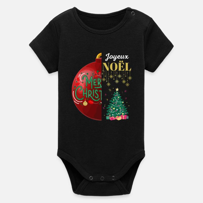 Joyeux Noël et Merry Christmas - Body bébé manches courtes bio Stanley/Stella - noir