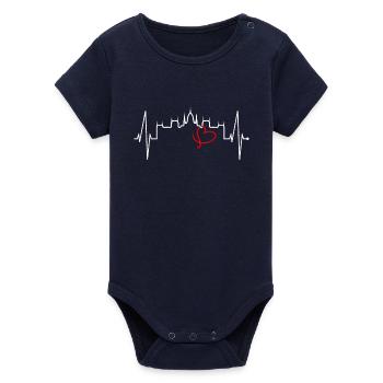 Budapest Skyline Herzschlag Ungarn Herz Budapester - Organic Kurzarm-Babybody von Stanley/Stella - Navy - Vorne