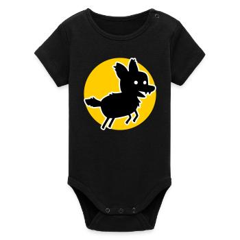 Wolf – Wild Nature Motif & Animal Welfare Statement - Organic Short Sleeve Baby Bodysuit by Stanley/Stella - black - Front