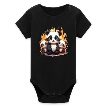 Baby panda squad - Organic Short Sleeve Baby Bodysuit by Stanley/Stella - black - Front