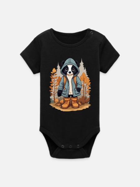 Süßes Stinktier - Organic Kurzarm-Babybody von Stanley/Stella - Schwarz