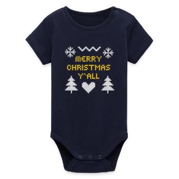 Frohe Weihnachten Pixel Art Design - Organic Kurzarm-Babybody von Stanley/Stella - Navy - Vorne