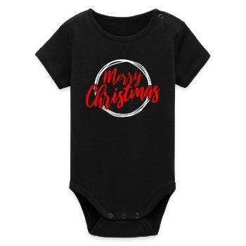 Frohe Weihnachten Script Circle - Organic Kurzarm-Babybody von Stanley/Stella - Schwarz - Vorne