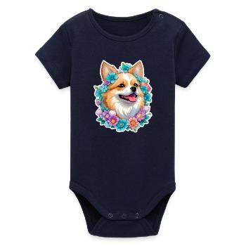 Zwergspitz de Poméranie - Body bébé manches courtes bio Stanley/Stella - marine - Devant