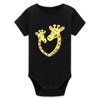 Coeur de girafe - Body bébé manches courtes bio Stanley/Stella - noir - Devant