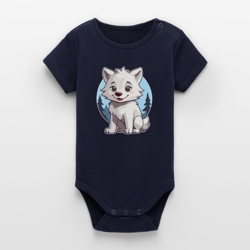 Niedlicher Wolf oder Hund Husky Organic Kurzarm-Babybody von Stanley/Stella
