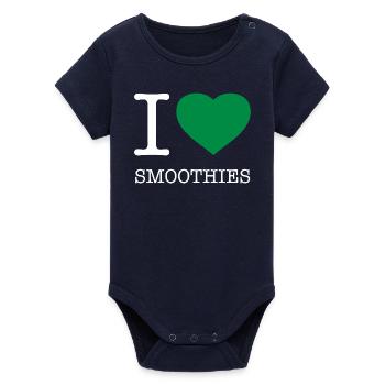 I LOVE SMOOTHIES - Organic Short Sleeve Baby Bodysuit by Stanley/Stella - navy - Front