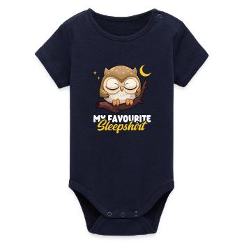 Sleeping Owl – Mon motif de chemise de nuit préféré - Body bébé manches courtes bio Stanley/Stella - marine - Devant