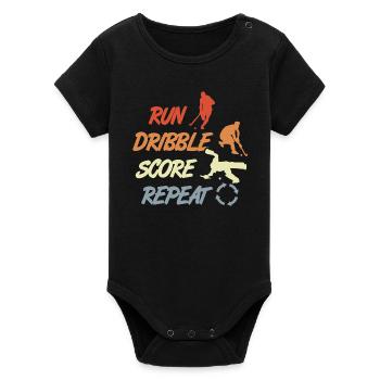 Citation de motivation pour le hockey sur gazon - Body bébé manches courtes bio Stanley/Stella - noir - Devant